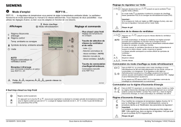 Siemens RDF110 Manuel du propriétaire | Fixfr