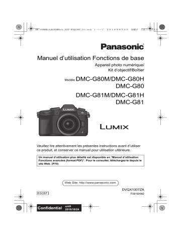 DMC-G80 Lumix | Panasonic DMC-G81 Lumix Manuel du propriétaire | Fixfr