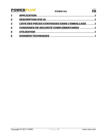 Powerplus POWX143 Manuel du propriétaire | Fixfr