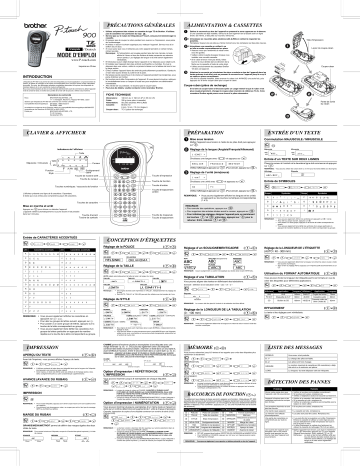 Brother P-Touch 900 Manuel du propriétaire | Fixfr