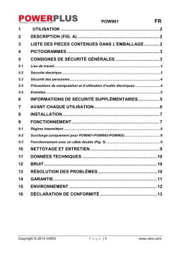 Powerplus POW901 Manuel du propriétaire