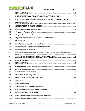 Powerplus POW60481 Manuel du propriétaire | Fixfr