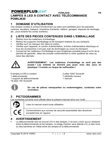 Powerplus POWLI630 - LED TOUCH ON LIGHT Manuel du propriétaire | Fixfr