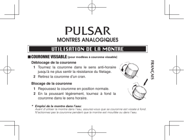 Pulsar Analogue Manuel du propriétaire | Fixfr