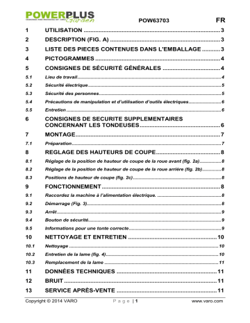 Powerplus POW63703 Manuel du propriétaire | Fixfr