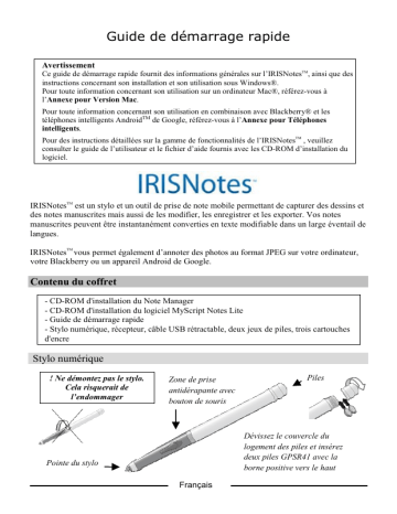 IRIS IRISNotes 1.0 for Smartphones Manuel du propriétaire | Fixfr