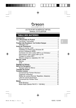 Oregon Scientific MP306 Manuel du propriétaire