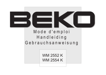 wm 2554 k | Beko wm 2552 k Manuel du propriétaire | Fixfr