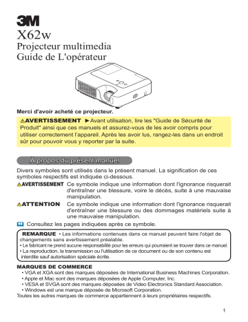 3M X62w Manuel du propriétaire | Fixfr