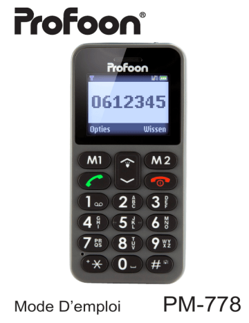 Profoon PM-778 Big Button GSM Manuel du propriétaire | Fixfr