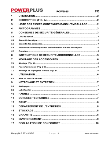 Powerplus POW2085 Manuel du propriétaire | Fixfr