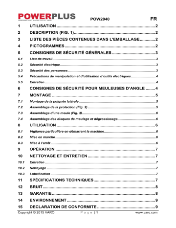 Powerplus POW2040 Manuel du propriétaire | Fixfr