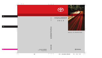 Toyota Highlander 2013 Manuel du propriétaire | Fixfr