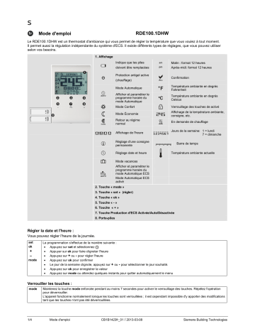 Siemens RDE100.1DHW Manuel du propriétaire | Fixfr