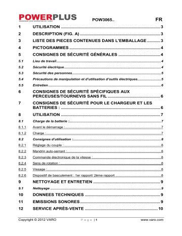 Powerplus pow 306502 Manuel du propriétaire | Fixfr