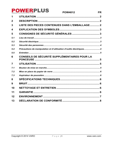 Powerplus POW4012 Manuel du propriétaire | Fixfr
