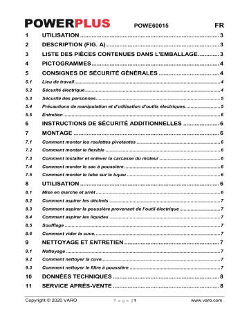 Powerplus POWE60015 Manuel du propriétaire | Fixfr