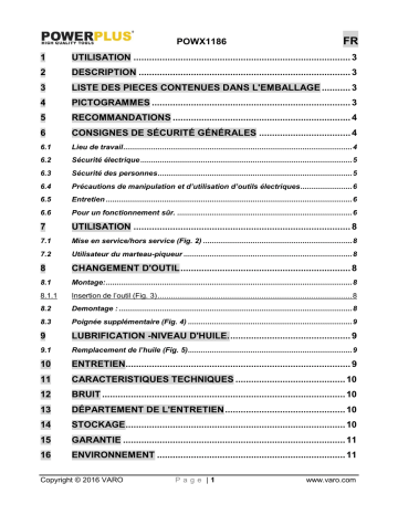 Powerplus POWX1186 Manuel du propriétaire | Fixfr
