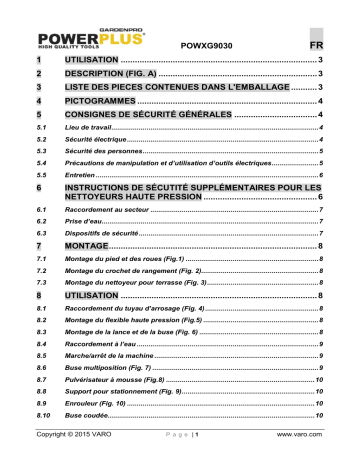 Powerplus POWXG9030 Manuel du propriétaire | Fixfr