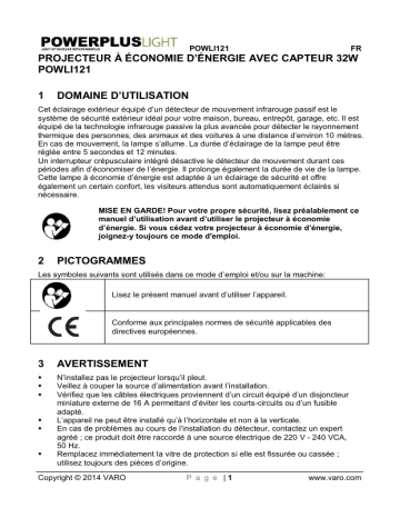 Powerplus POWLI121 - ENERGY SAVING FLOODLIGHT Manuel du propriétaire | Fixfr