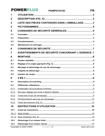 Powerplus POWPG10120 Manuel du propriétaire | Fixfr