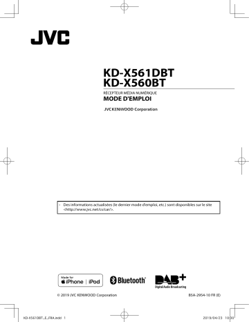 JVC KD-X560BT Manuel du propriétaire | Fixfr