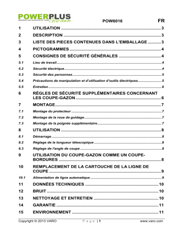 Powerplus POW6016 Manuel du propriétaire | Fixfr