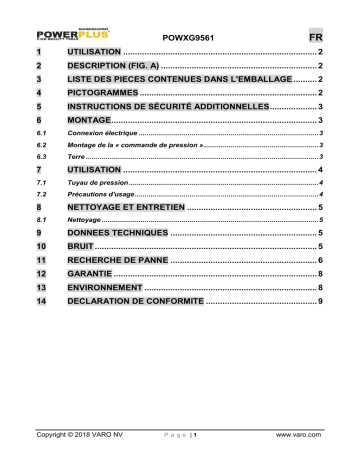 Powerplus POWXG9561 Manuel du propriétaire | Fixfr