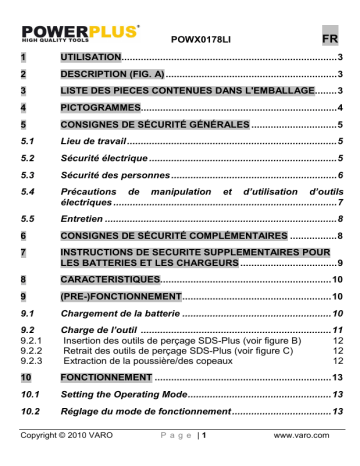 Powerplus POWX0178LI Manuel du propriétaire | Fixfr