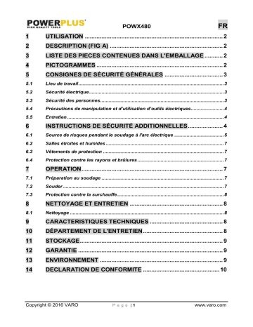 Powerplus POWX480 Manuel du propriétaire | Fixfr