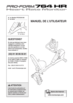 Pro-Form 764HR - PFEVEX6104 Manuel du propriétaire