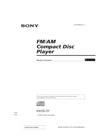 Sony EXCD-31 Manuel du propriétaire | Fixfr