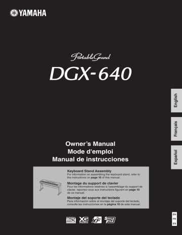 Yamaha DGX-640 Manuel du propriétaire | Fixfr