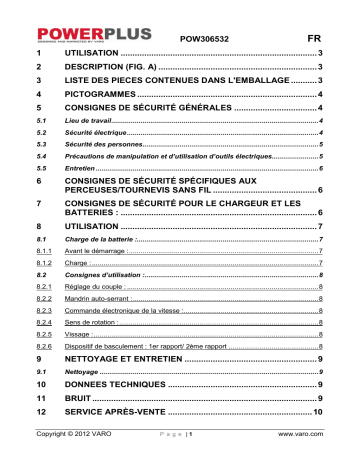 Powerplus pow 306532 Manuel du propriétaire | Fixfr