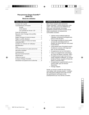 Oregon Scientific BWR102 Manuel du propriétaire | Fixfr