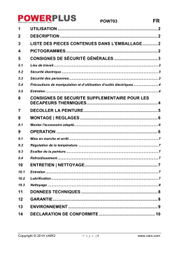 Powerplus POW703 Manuel du propriétaire