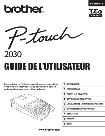 Brother P-touch 2030 Manuel du propriétaire | Fixfr