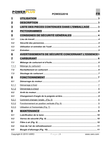 Powerplus POWXG2016 Manuel du propriétaire | Fixfr