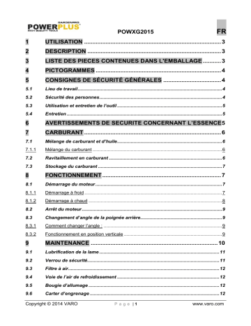 Powerplus POWXG2015 Manuel du propriétaire | Fixfr