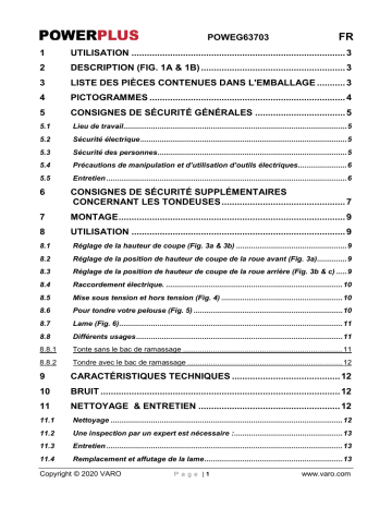 Powerplus POWEG63703 Manuel du propriétaire | Fixfr