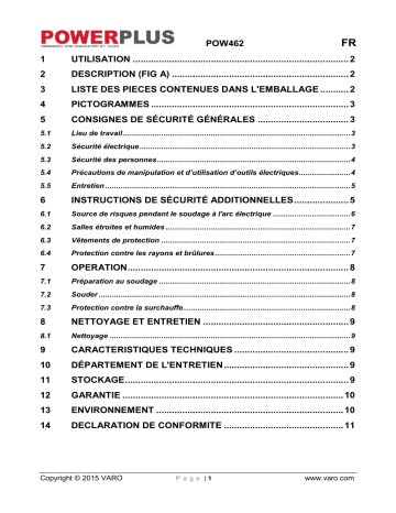 Powerplus POW462 Manuel du propriétaire | Fixfr
