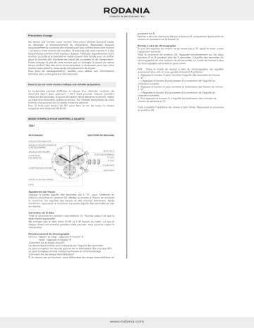 Rodania 24965 - TR07 Manuel du propriétaire | Fixfr