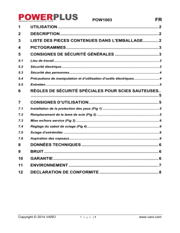 Powerplus POW1003 Manuel du propriétaire | Fixfr