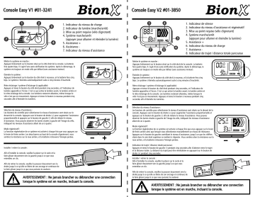 Easy V2 Console 01-3850 | BionX Easy V1 Console 01-3241 Manuel du propriétaire | Fixfr
