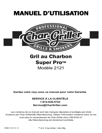 Char-Griller 2121 - Super Pro Charcoal Grill Manuel du propriétaire | Fixfr