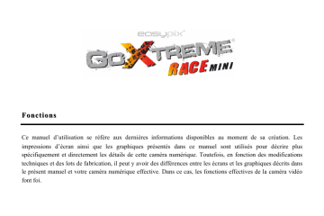 Easypix GoXtreme Race Mini Manuel du propriétaire | Fixfr