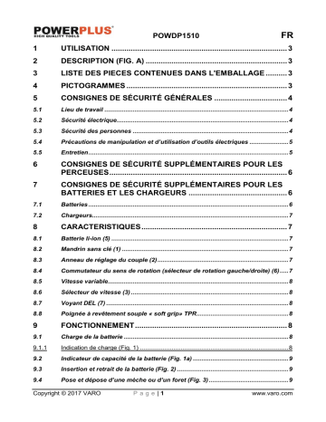 Powerplus POWDP1510 Manuel du propriétaire | Fixfr