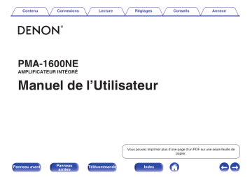 Denon PMA-1600NE Manuel du propriétaire | Fixfr