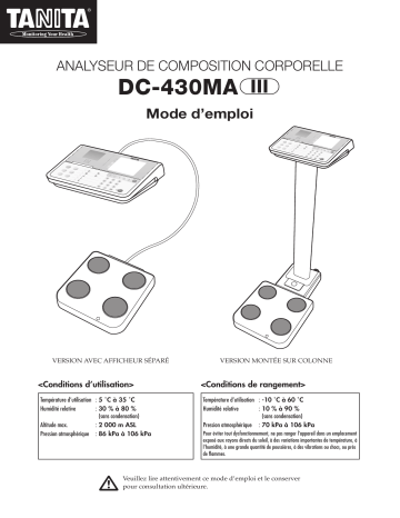 Tanita DC-430MA III Manuel du propriétaire | Fixfr