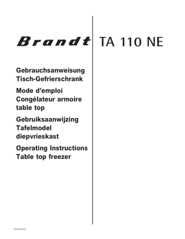 Brandt TA110NE Manuel du propriétaire | Fixfr